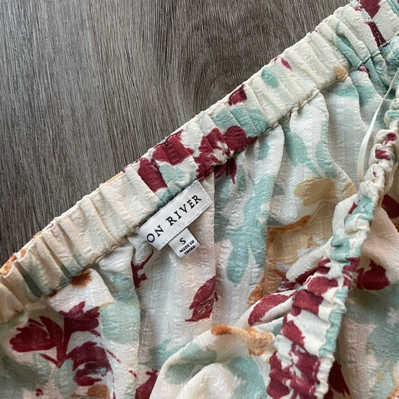 moon river floral print one shoulder side cut-out shirred mini dress size small - Picture 4 of 9